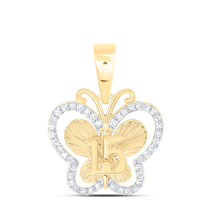 1/6 CTW-NAT DIA NK FASHION BUTTERFLY PENDANT Daisy Joyeria