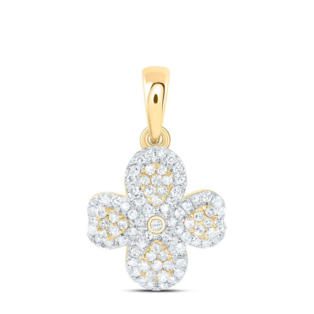 1/4CTW-NAT DIA NK FASHION HEART PEAR FLOWER PENDANT Daisy Joyeria