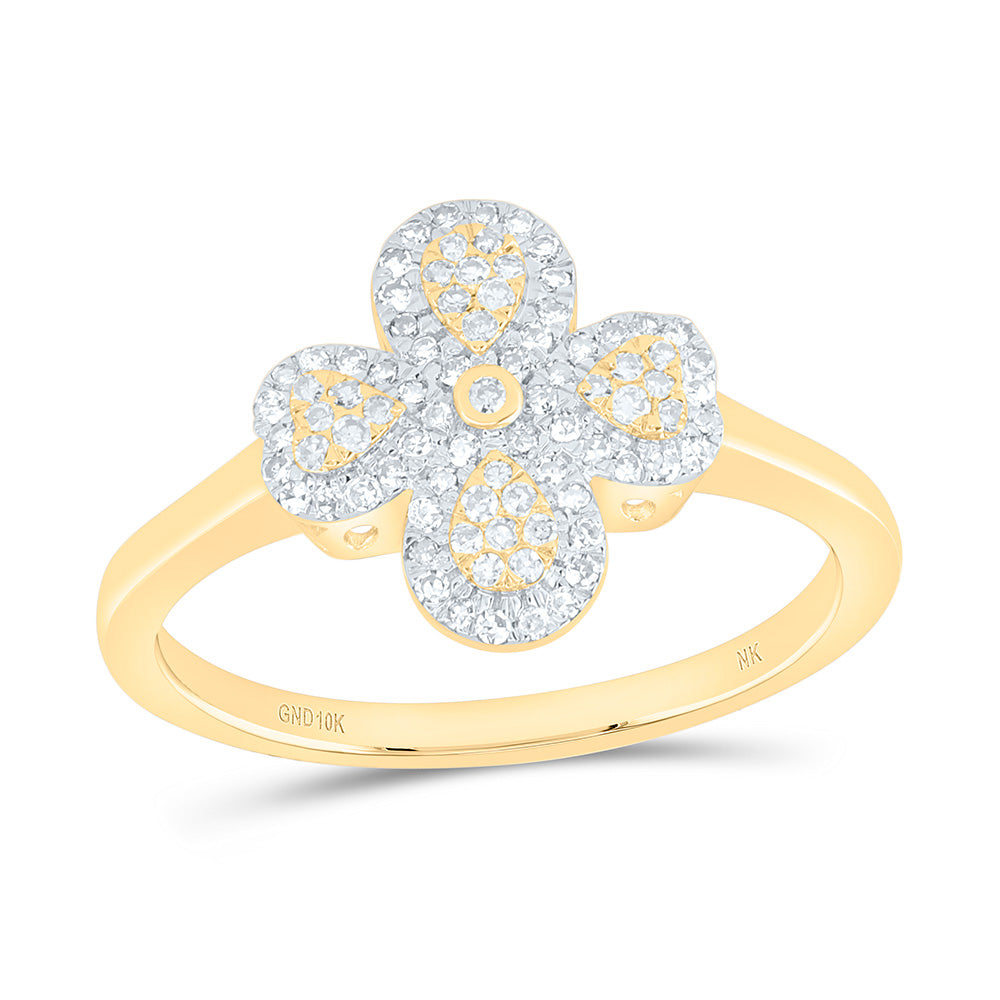 1/4CTW-NAT DIA NK FASHION HEART PEAR FLOWER RING Daisy Joyeria