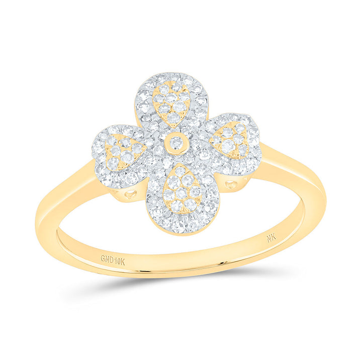 1/4CTW-NAT DIA NK FASHION HEART PEAR FLOWER RING Daisy Joyeria
