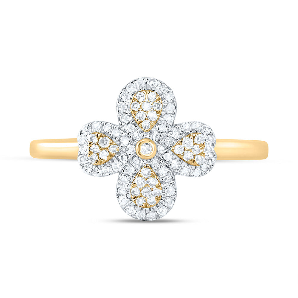 1/4CTW-NAT DIA NK FASHION HEART PEAR FLOWER RING Daisy Joyeria