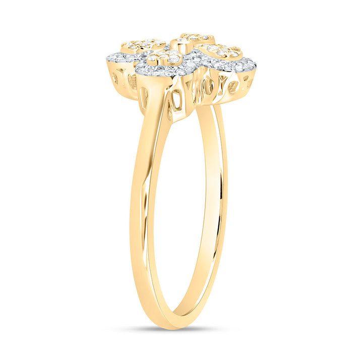1/4CTW-NAT DIA NK FASHION HEART PEAR FLOWER RING Daisy Joyeria