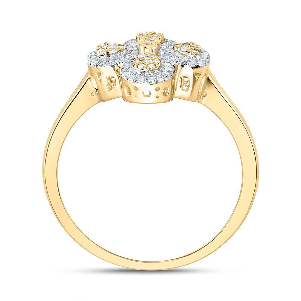1/4CTW-NAT DIA NK FASHION HEART PEAR FLOWER RING Daisy Joyeria