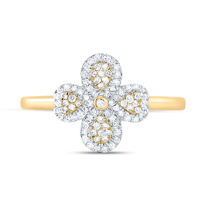 1/4CTW-NAT DIA NK FASHION HEART PEAR FLOWER RING Daisy Joyeria
