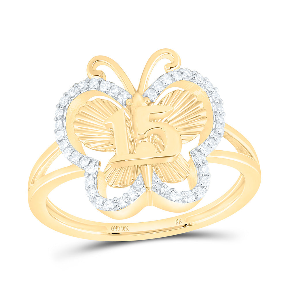 1/6CTW-NAT DIA NK FASHION  BUTTERFLY RING Daisy Joyeria