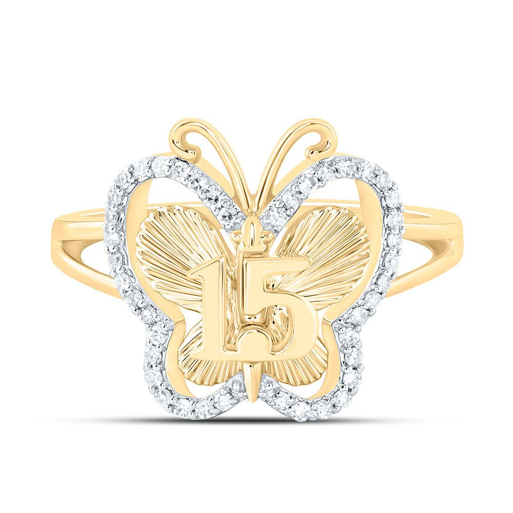 1/6CTW-NAT DIA NK FASHION  BUTTERFLY RING Daisy Joyeria