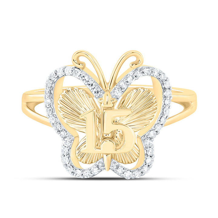 1/6CTW-NAT DIA NK FASHION  BUTTERFLY RING Daisy Joyeria