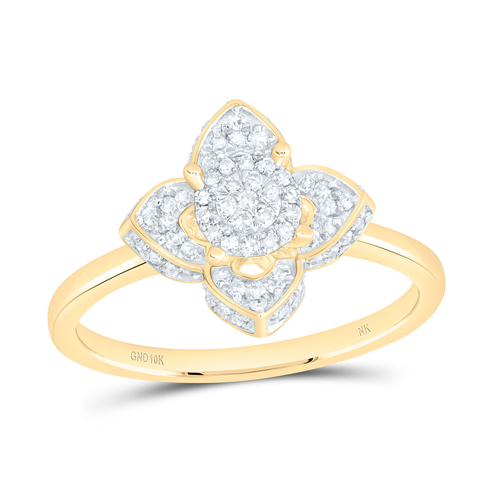 1/4CTW-NAT DIA NK FASHION CLOVER RING Daisy Joyeria