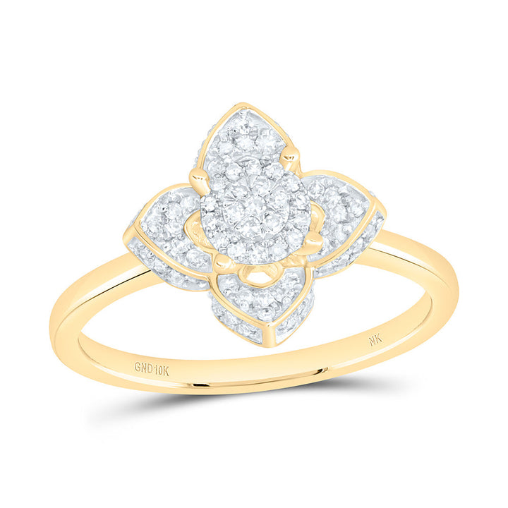 1/4CTW-NAT DIA NK FASHION CLOVER RING Daisy Joyeria