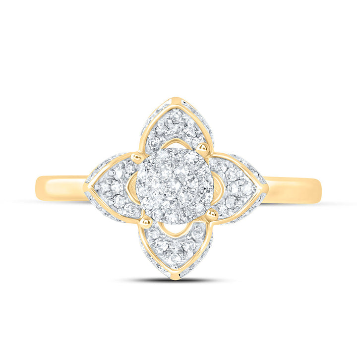 1/4CTW-NAT DIA NK FASHION CLOVER RING Daisy Joyeria