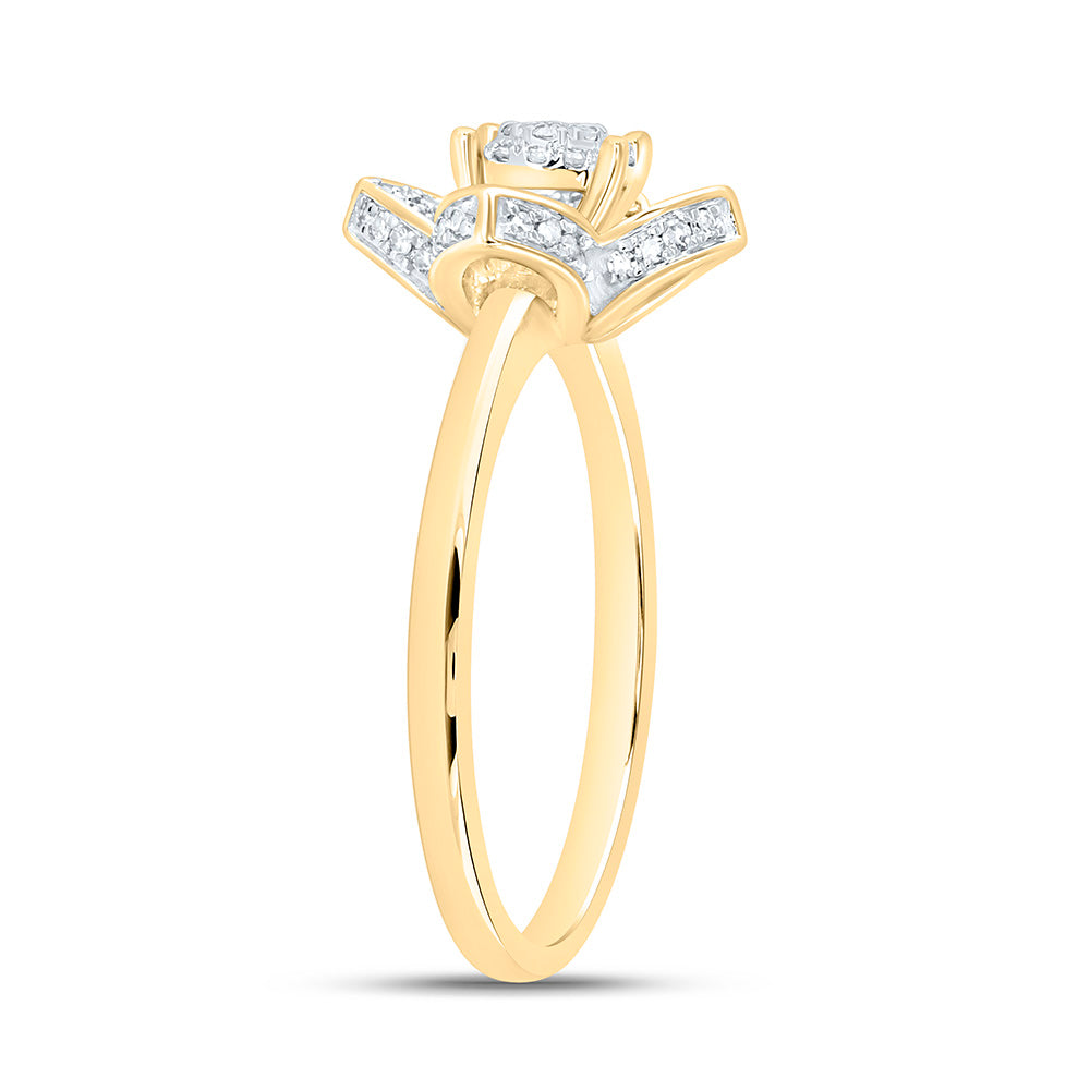 1/4CTW-NAT DIA NK FASHION CLOVER RING Daisy Joyeria