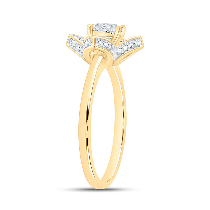 1/4CTW-NAT DIA NK FASHION CLOVER RING Daisy Joyeria