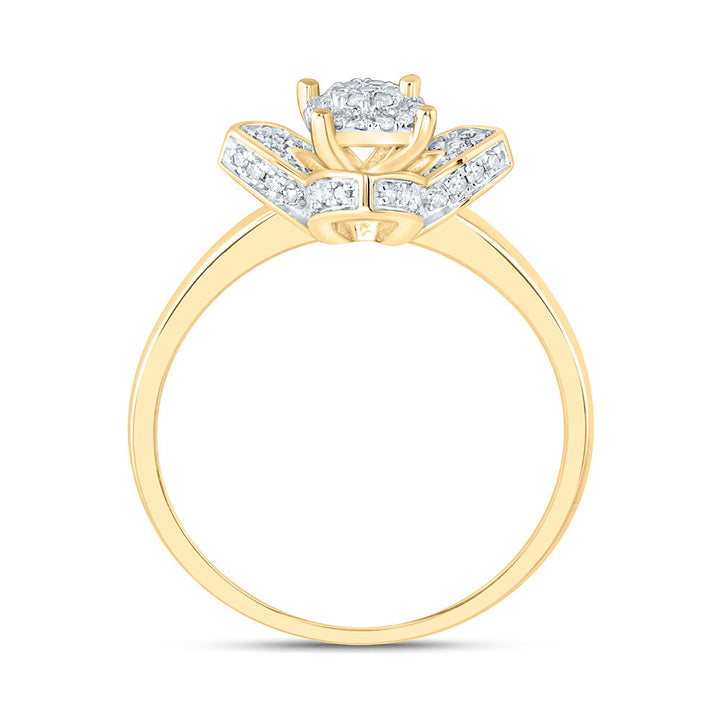 1/4CTW-NAT DIA NK FASHION CLOVER RING Daisy Joyeria
