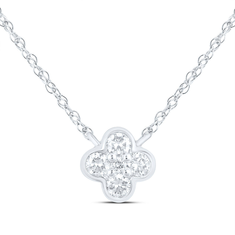 1/6CTW-NAT DIA NK FASHION CLOVER NECKLACE (17 INCH) Daisy Joyeria