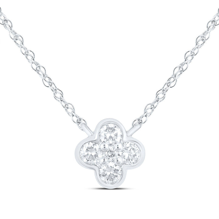 1/6CTW-NAT DIA NK FASHION CLOVER NECKLACE (17 INCH) Daisy Joyeria