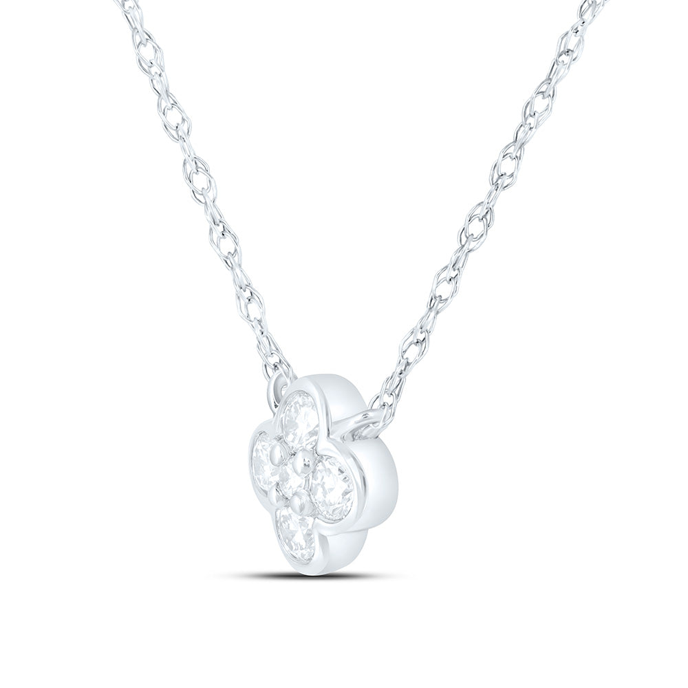 1/6CTW-NAT DIA NK FASHION CLOVER NECKLACE (17 INCH) Daisy Joyeria