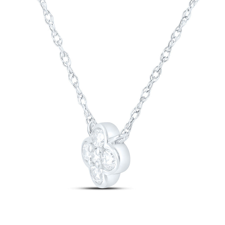 1/6CTW-NAT DIA NK FASHION CLOVER NECKLACE (17 INCH) Daisy Joyeria