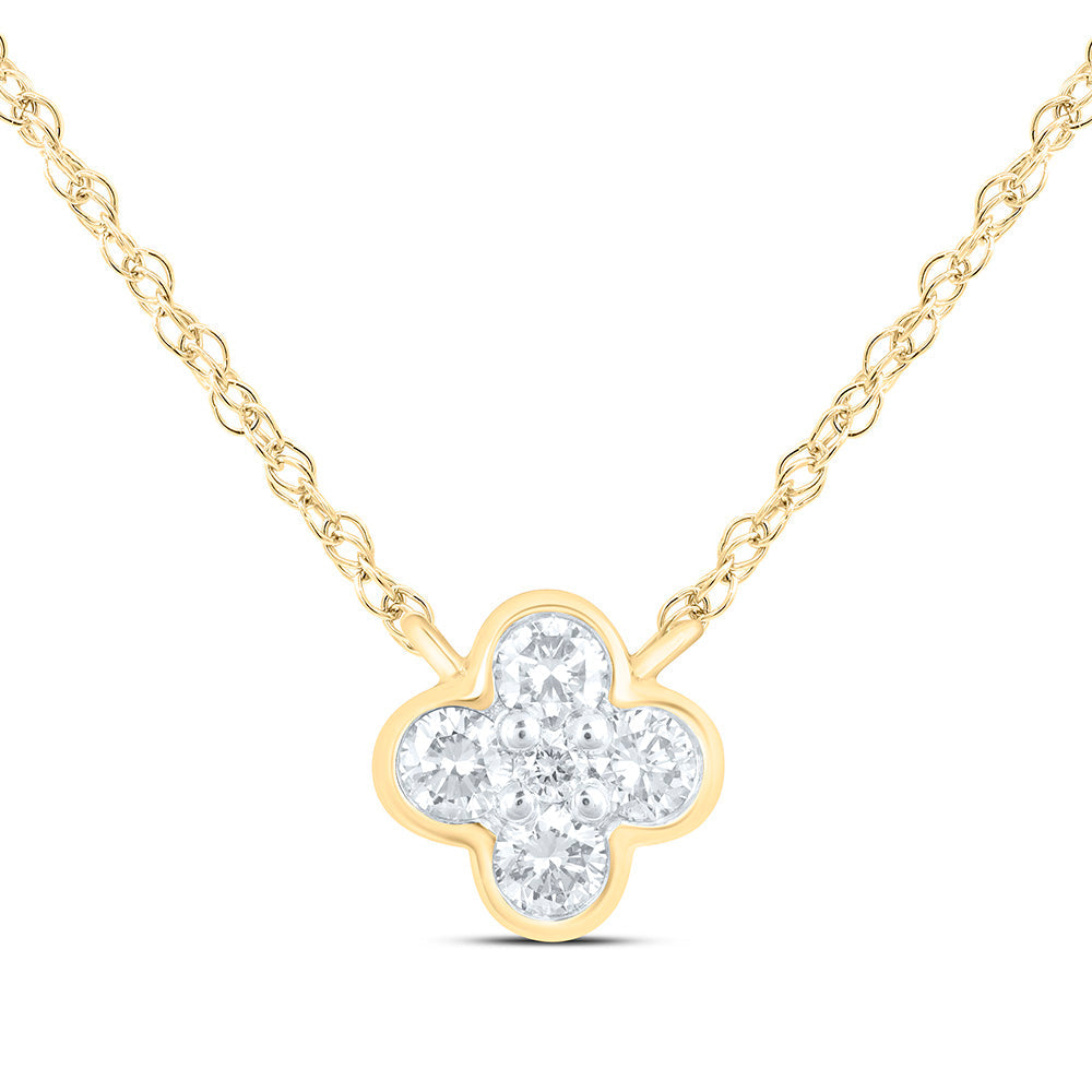 1/6CTW-NAT DIA NK FASHION CLOVER NECKLACE (17 INCH) Daisy Joyeria