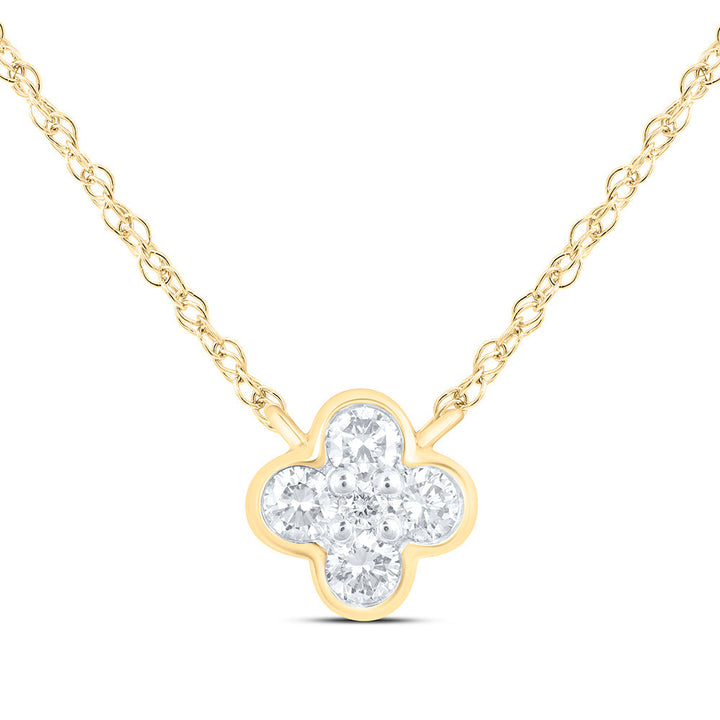 1/6CTW-NAT DIA NK FASHION CLOVER NECKLACE (17 INCH) Daisy Joyeria