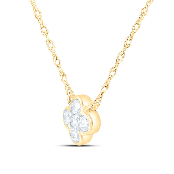 1/6CTW-NAT DIA NK FASHION CLOVER NECKLACE (17 INCH) Daisy Joyeria