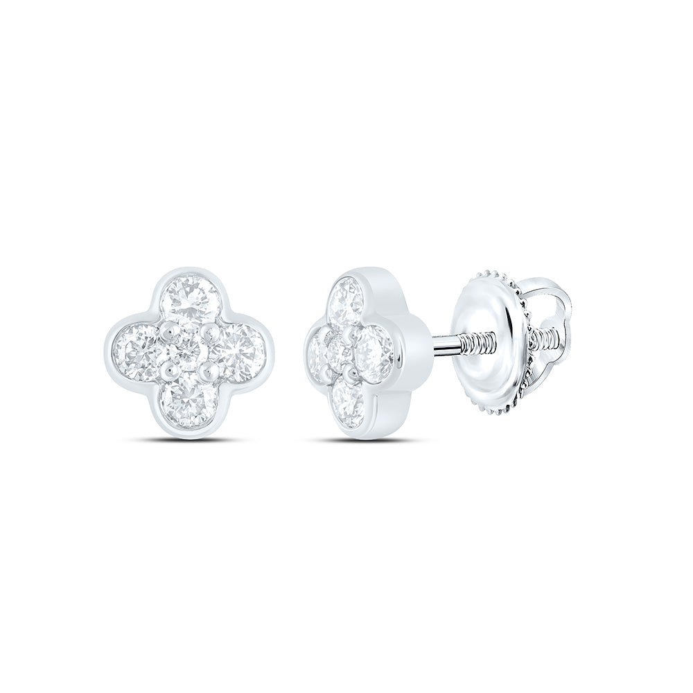 1/4CTW-NAT DIA NK FASHION CLOVER EARRING Daisy Joyeria