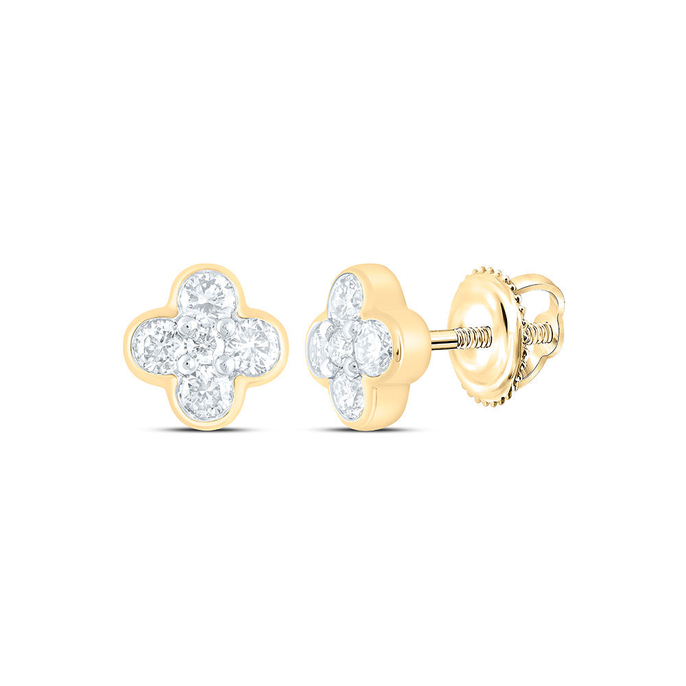 1/4CTW-NAT DIA NK FASHION CLOVER EARRING Daisy Joyeria