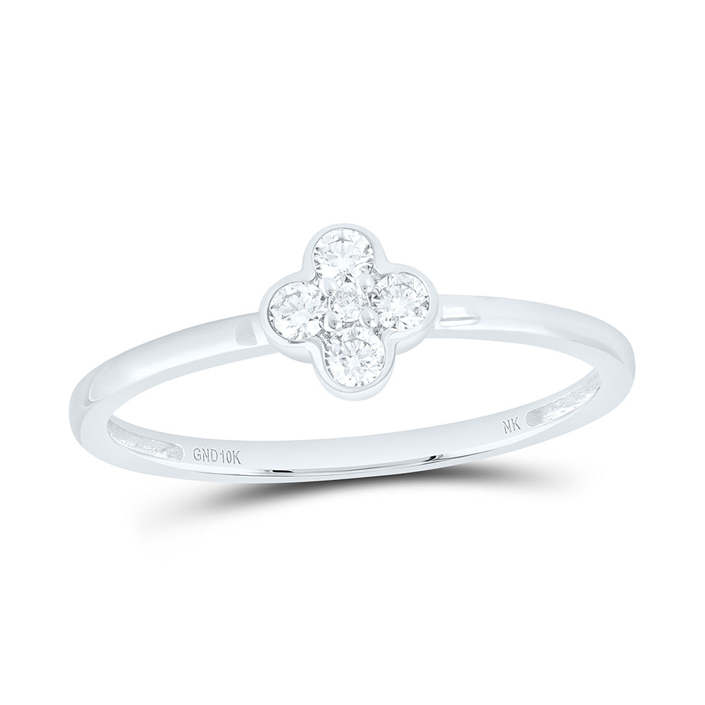 1/6CTW-NAT DIA NK FASHION CLOVER RING Daisy Joyeria