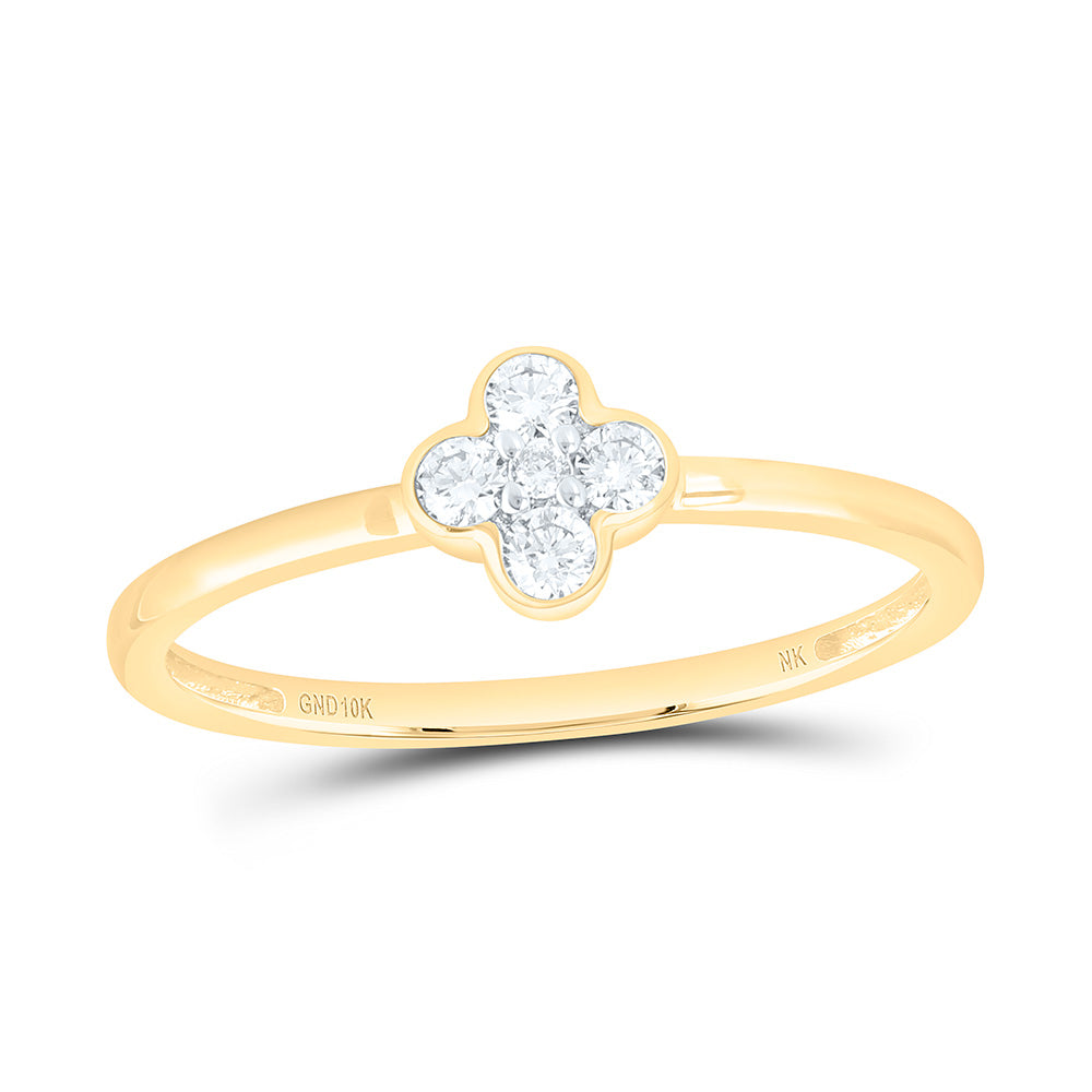 1/6CTW-NAT DIA NK FASHION CLOVER RING Daisy Joyeria