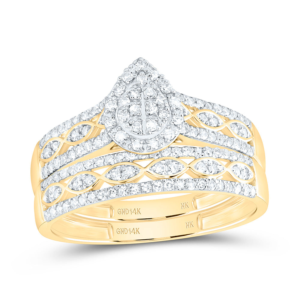 5/8CTW-NAT DIA NK FASHION PEAR TRIO SET Daisy Joyeria
