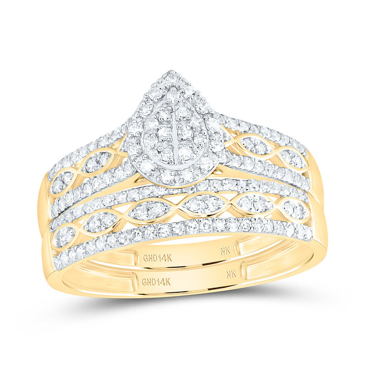 5/8CTW-NAT DIA NK FASHION PEAR TRIO SET Daisy Joyeria