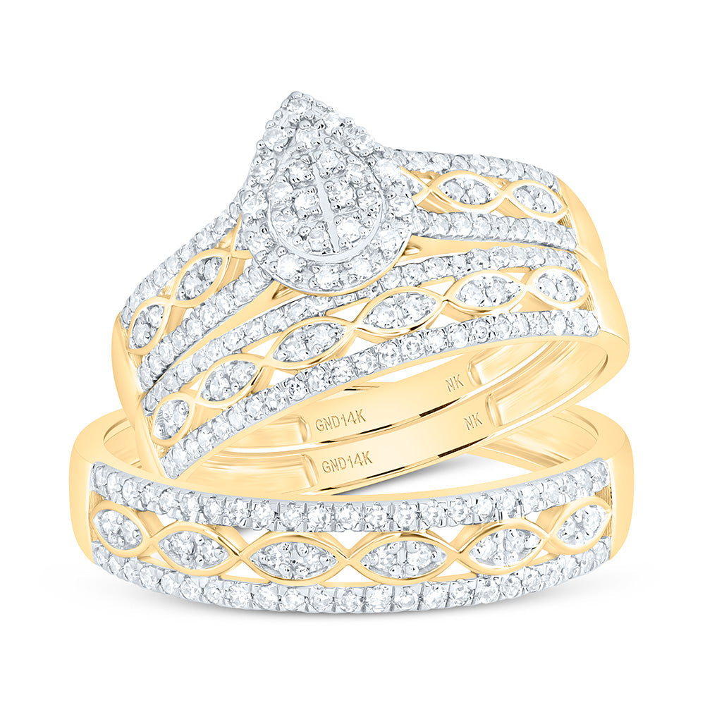5/8CTW-NAT DIA NK FASHION PEAR TRIO SET Daisy Joyeria