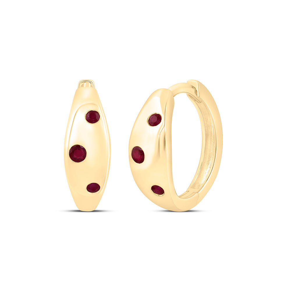 1/6CTW-RD-RU NAT GEM HOOP EARRING Daisy Joyeria