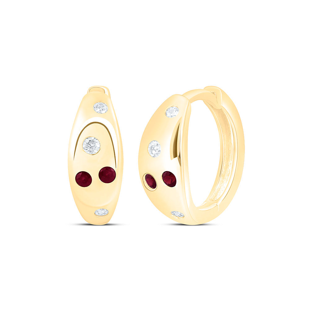 1/10CTW-NAT DIA ANA M 1/10CT-RD-RU NAT GEM HOOP EARRING Daisy Joyeria