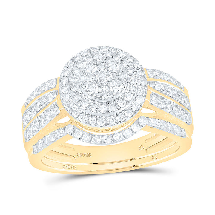 7/8CTW-NAT DIA NK ROUND DOUBLE HALO BRIDAL SET Daisy Joyeria