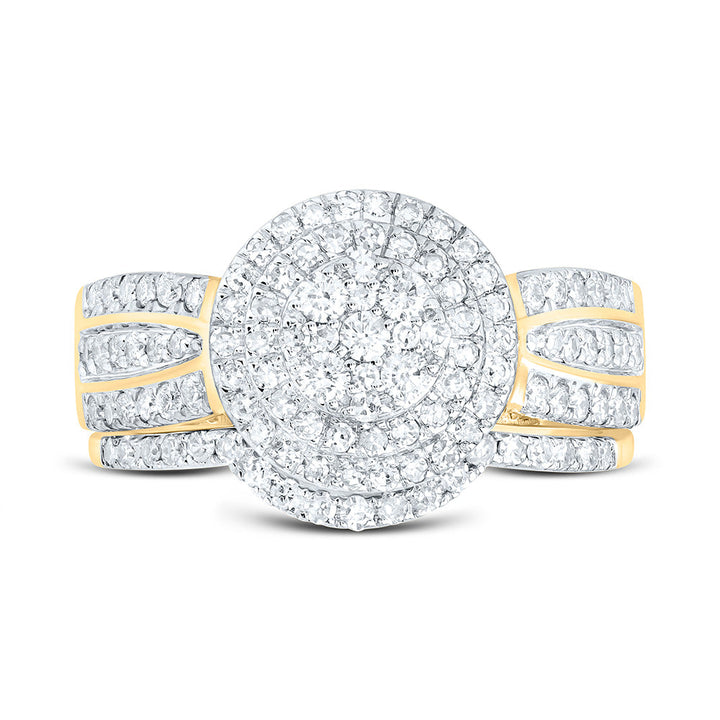 7/8CTW-NAT DIA NK ROUND DOUBLE HALO BRIDAL SET Daisy Joyeria