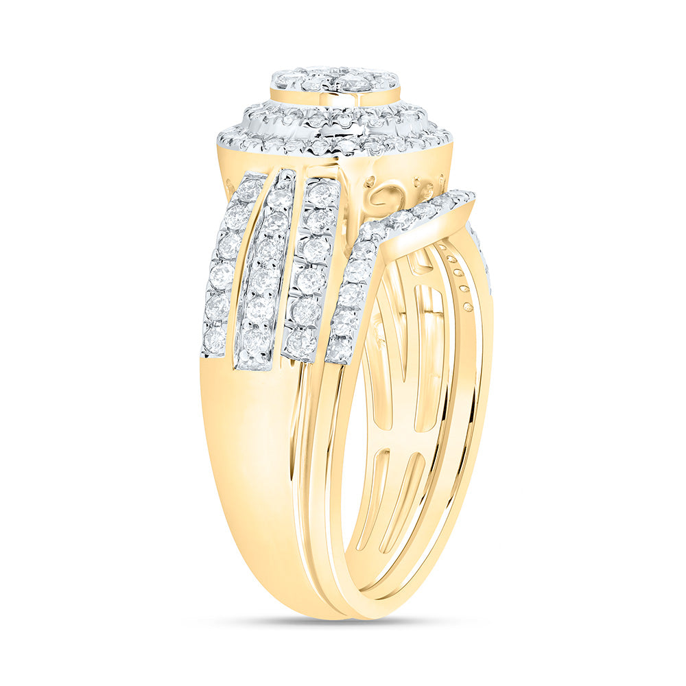 7/8CTW-NAT DIA NK ROUND DOUBLE HALO BRIDAL SET Daisy Joyeria