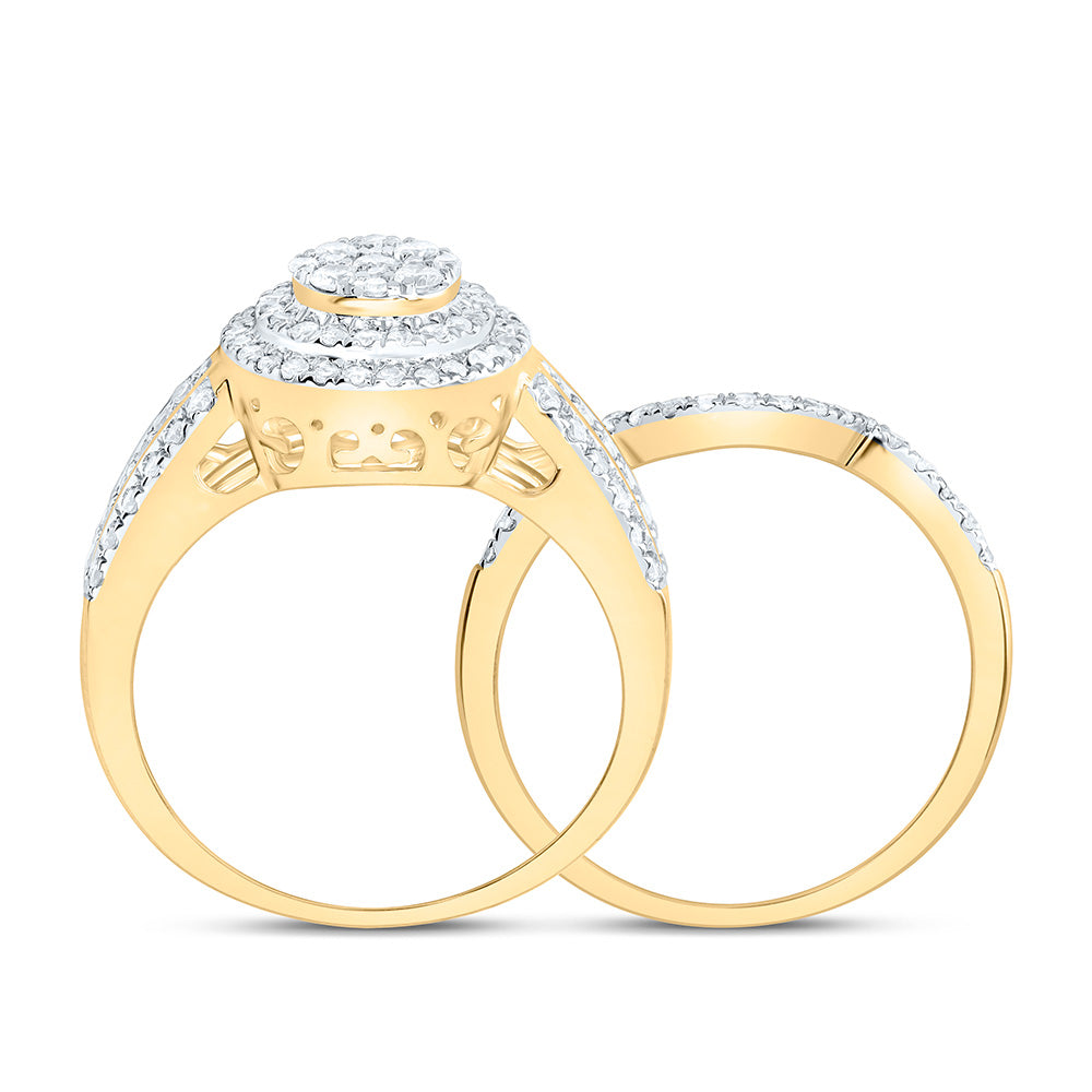 7/8CTW-NAT DIA NK ROUND DOUBLE HALO BRIDAL SET Daisy Joyeria