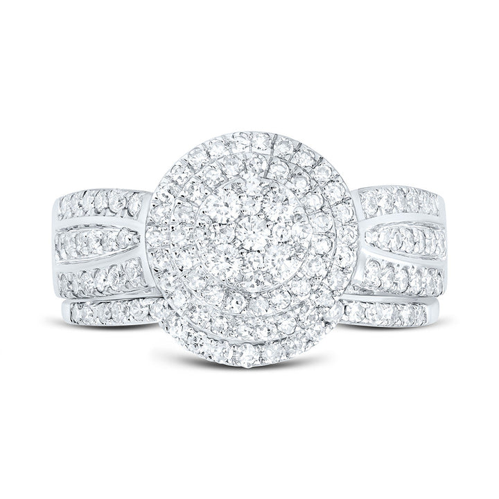 7/8CTW-NAT DIA NK ROUND DOUBLE HALO BRIDAL SET Daisy Joyeria