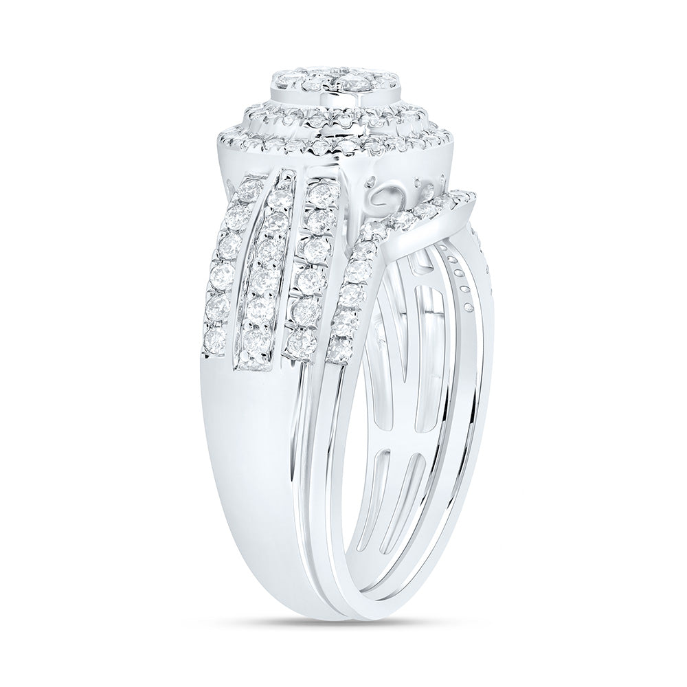 7/8CTW-NAT DIA NK ROUND DOUBLE HALO BRIDAL SET Daisy Joyeria