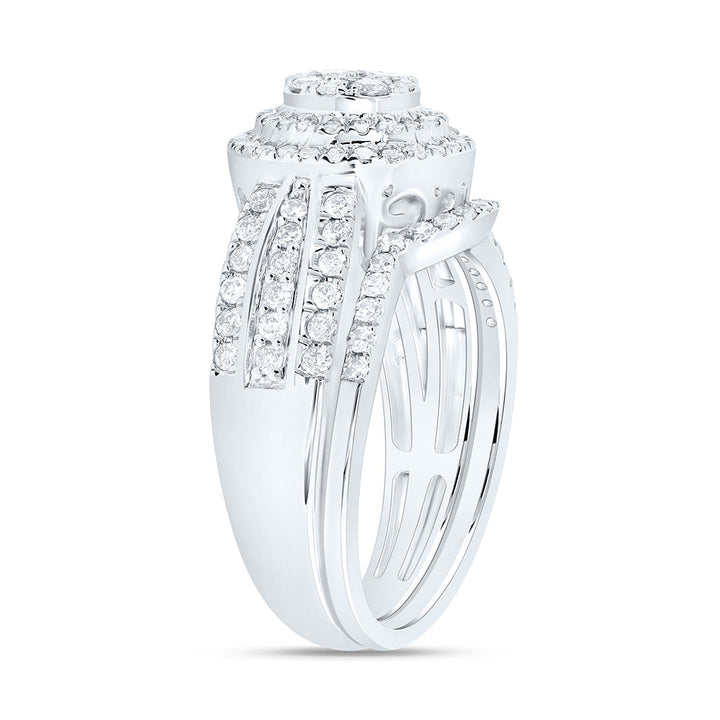 7/8CTW-NAT DIA NK ROUND DOUBLE HALO BRIDAL SET Daisy Joyeria