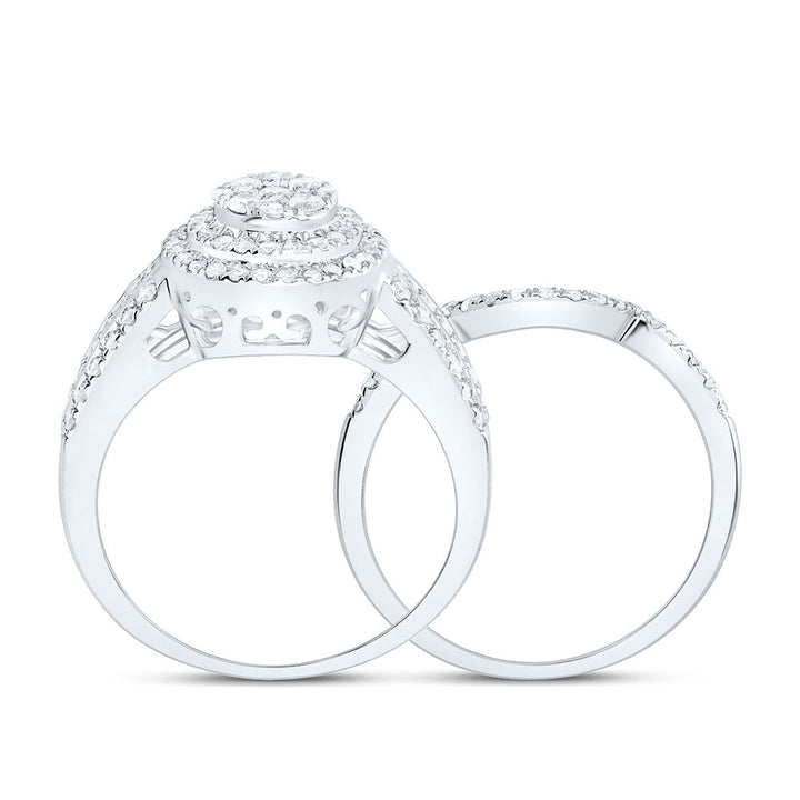 7/8CTW-NAT DIA NK ROUND DOUBLE HALO BRIDAL SET Daisy Joyeria