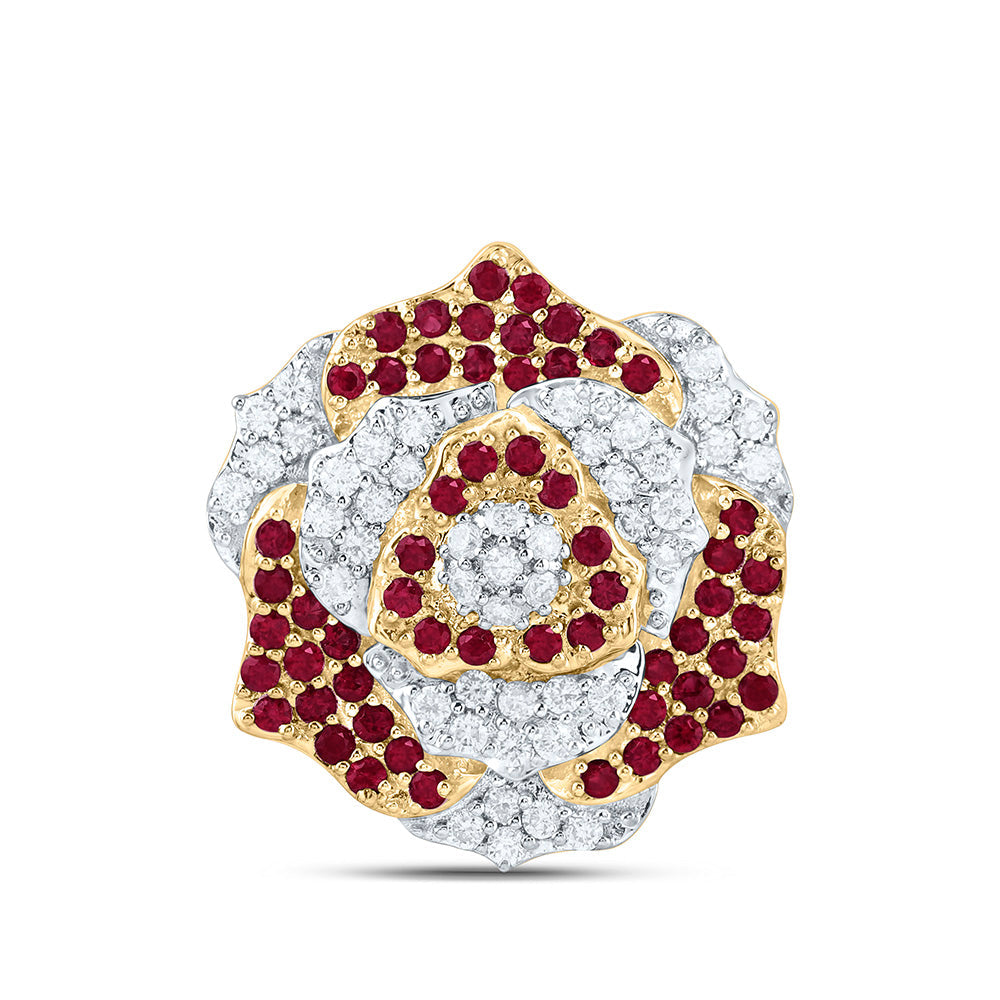 1/4CTW-NAT DIA ANA M 1/3CT-RD-RU NAT GEM FLOWER PENDANT Daisy Joyeria