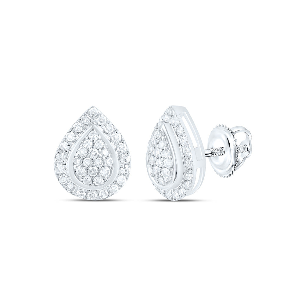 1/6CTW-NAT DIA NK FASHION PEAR EARRING Daisy Joyeria
