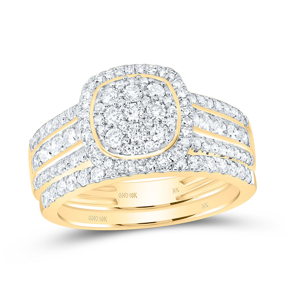 1 1/5CTW-NAT DIA NK FASHION CUSHION BRIDAL SET Daisy Joyeria