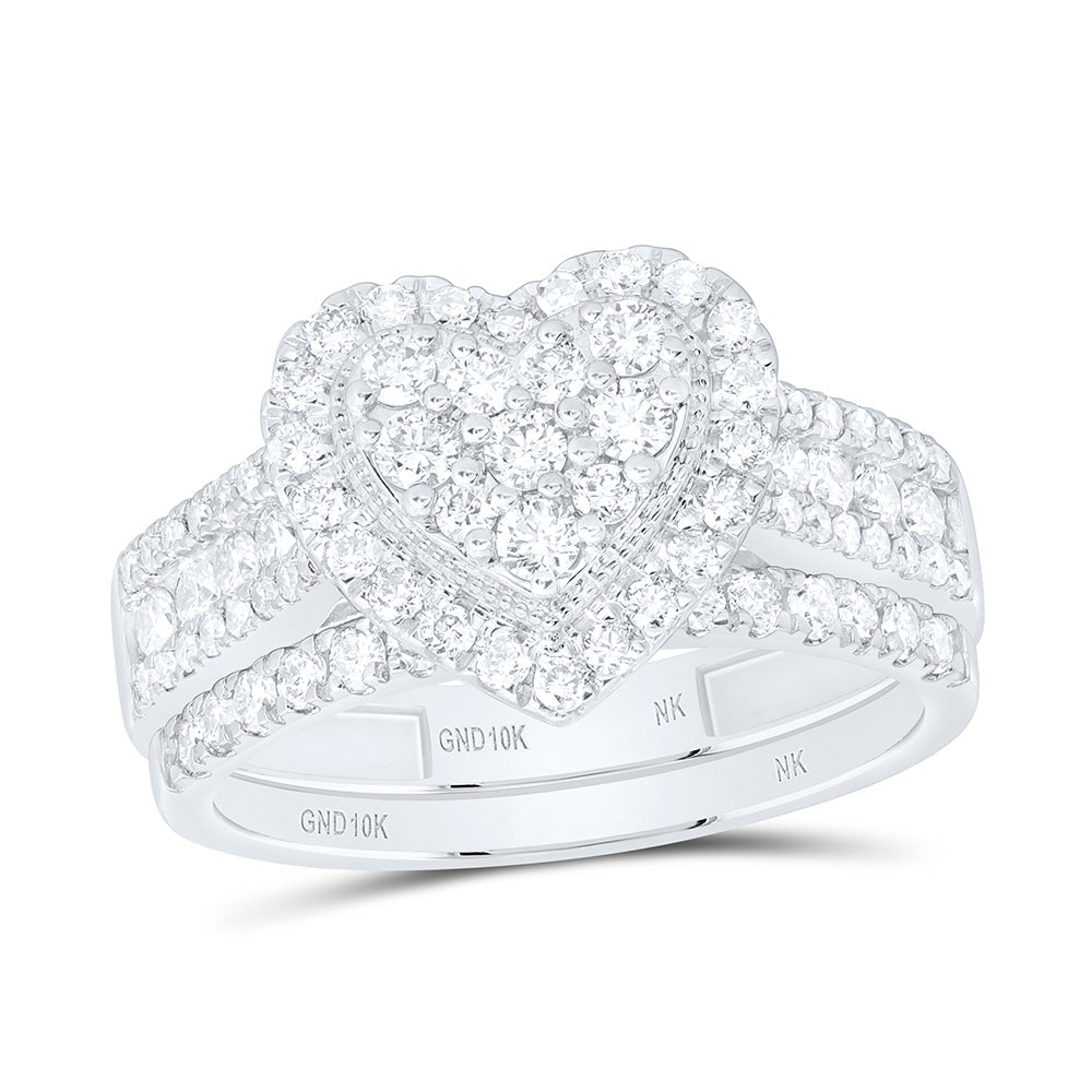 1CTW-NAT DIA NK FASHION HEART BRIDAL SET Daisy Joyeria