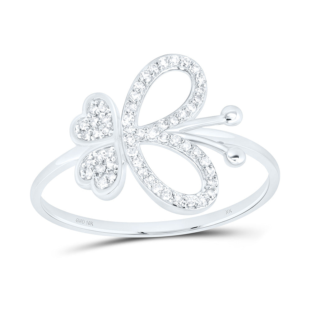 1/6CTW-NAT DIA NK FASHION BUTTERFLY RING Daisy Joyeria