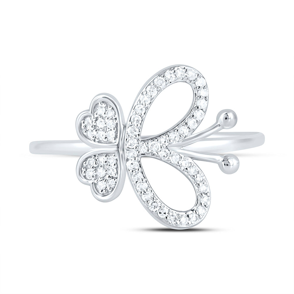 1/6CTW-NAT DIA NK FASHION BUTTERFLY RING Daisy Joyeria