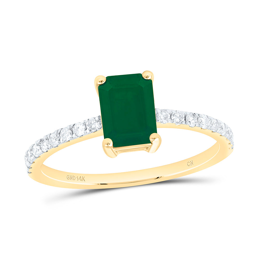 1/5CTW-NAT DIA CN  7X5MM EM-EM NAT GEM EMERALD RING Daisy Joyeria