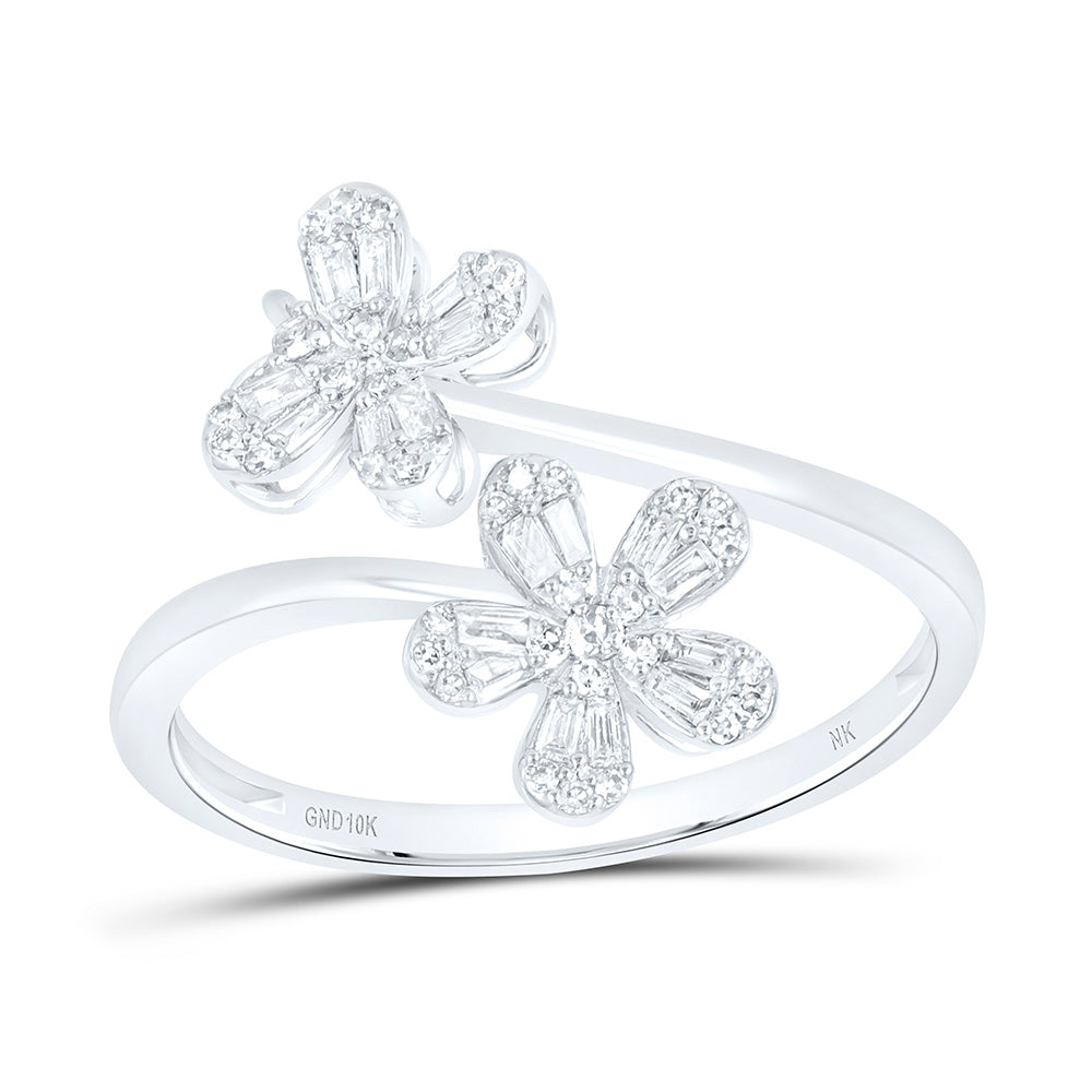 1/5CTW-NAT DIA NK FASHION FLOWER BUTTERFLY RING Daisy Joyeria