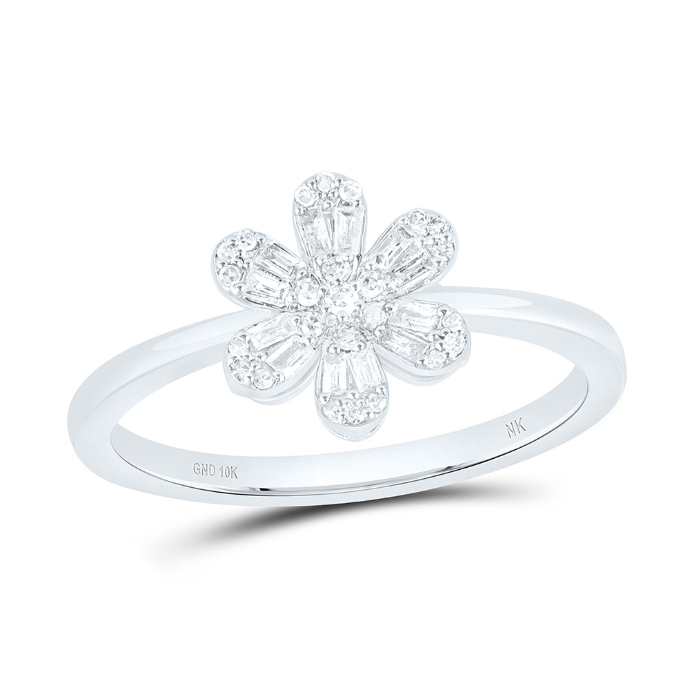 1/6CTW-NAT DIA NK FASHION FLOWER RING Daisy Joyeria